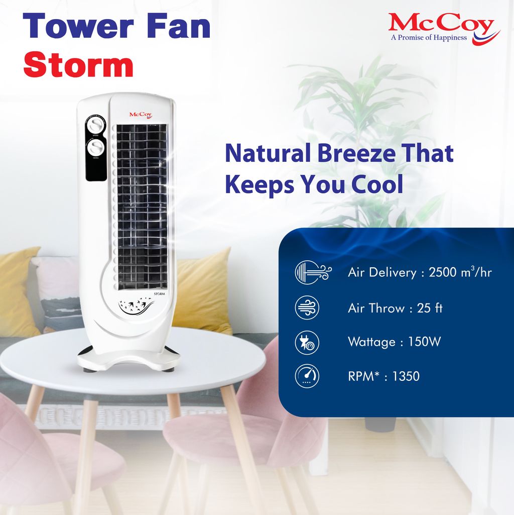 McCoy Tower Fan - Storm - McCoy Appliances India