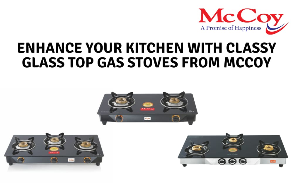 Glass Top Gas Stove With Three Burner By MccoyIndia